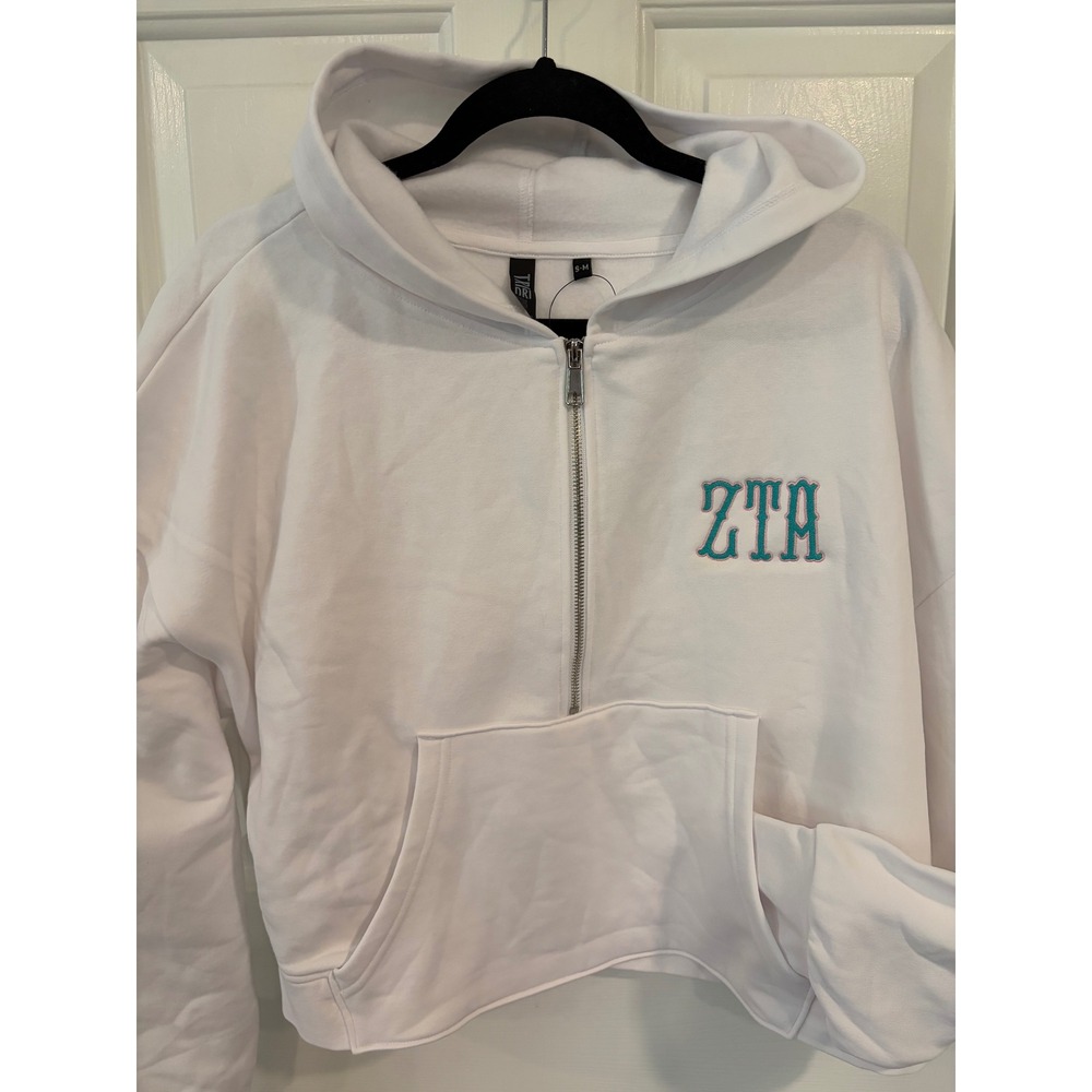 Tri Dry Size Small Medium ZTA Sorority Cropped Oversized Half Zip Sweatshirt NEW